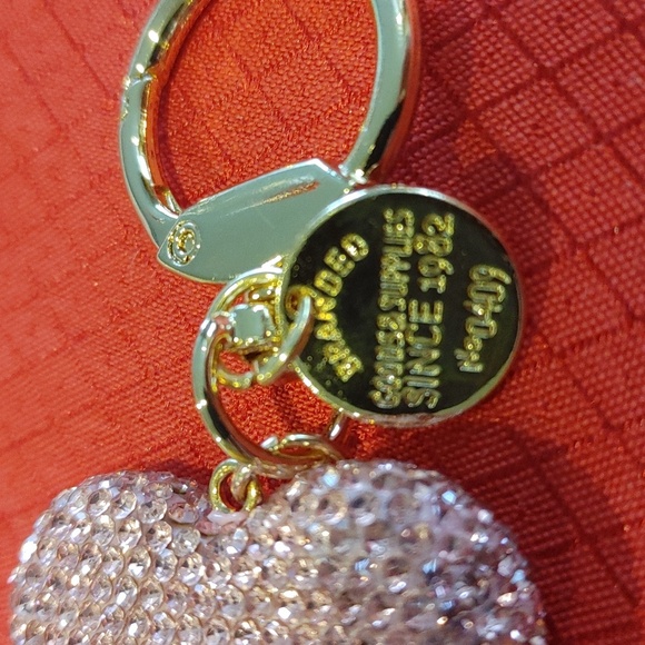 Pink Heart rhinestones Keychain with Gold Accents - Picture 6 of 6